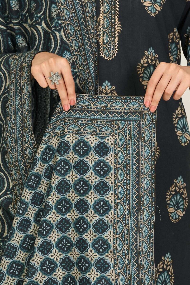 Black Printed Kota Dupatta