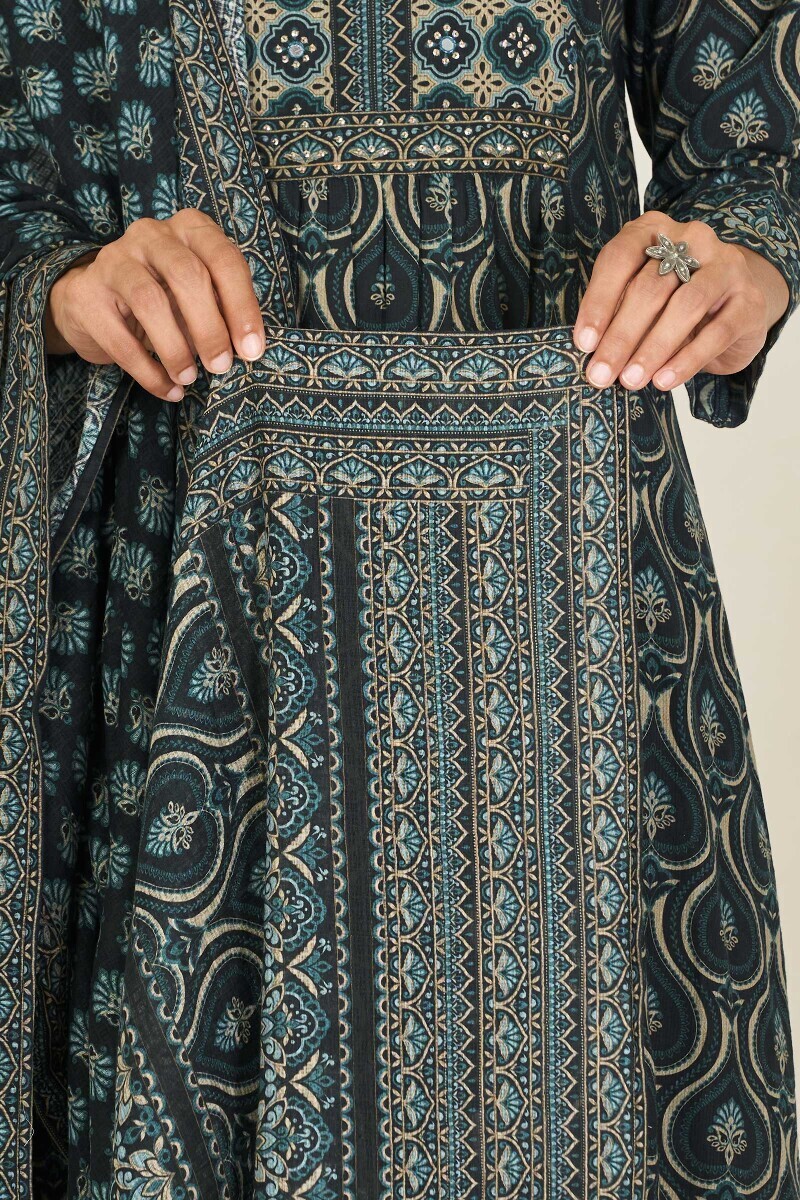 Black Printed Kota Dupatta