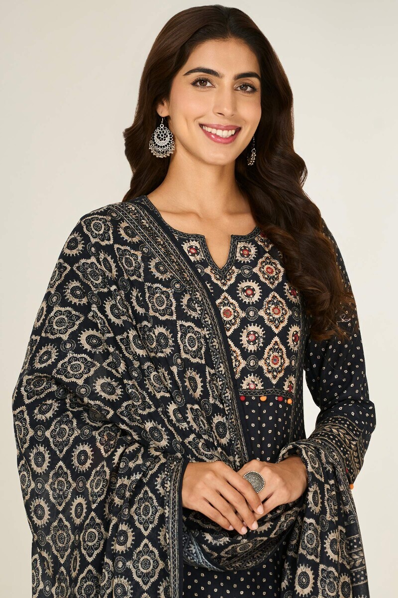 Black Printed Viscose Dupatta
