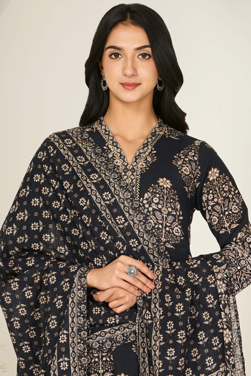 Black Printed Kota Dupatta