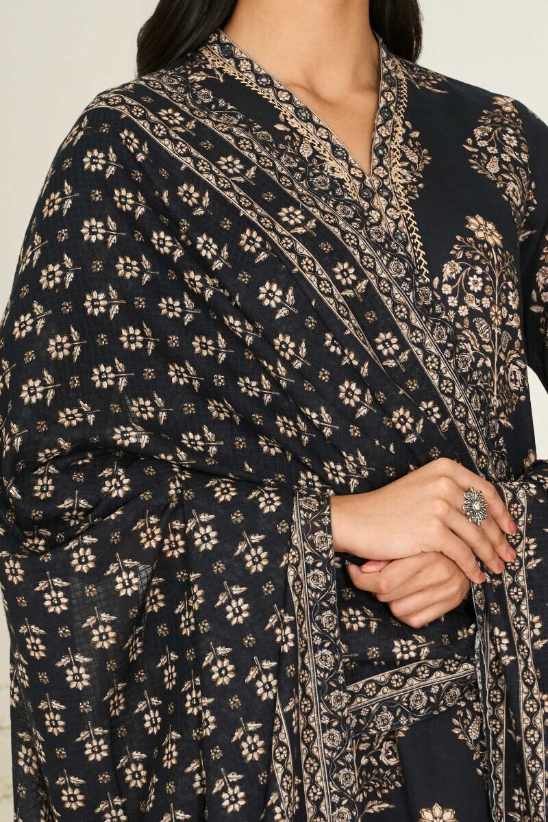 Black Printed Kota Dupatta