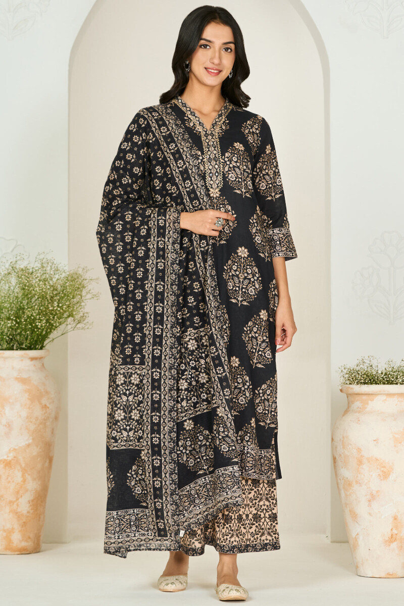 Black Printed Kota Dupatta