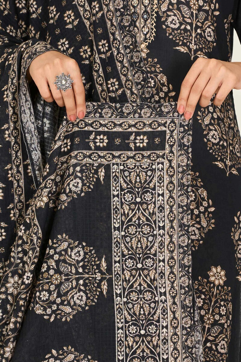 Black Printed Kota Dupatta