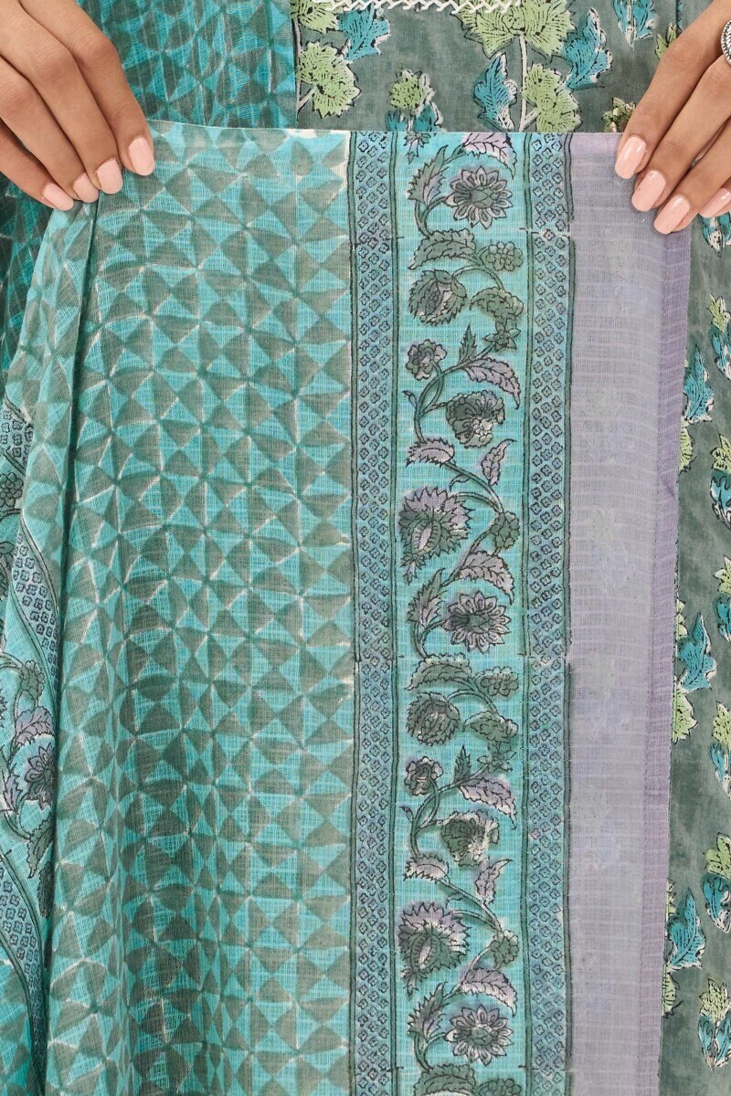 Blue Hand Block Printed Kota Dupatta