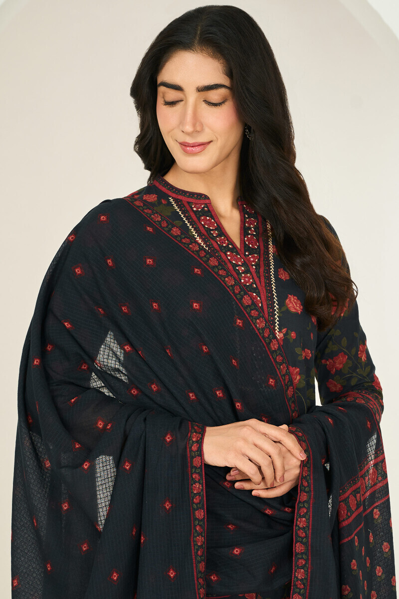 Black Printed Kota Dupatta