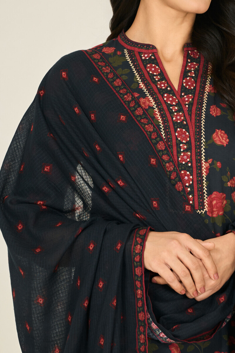 Black Printed Kota Dupatta