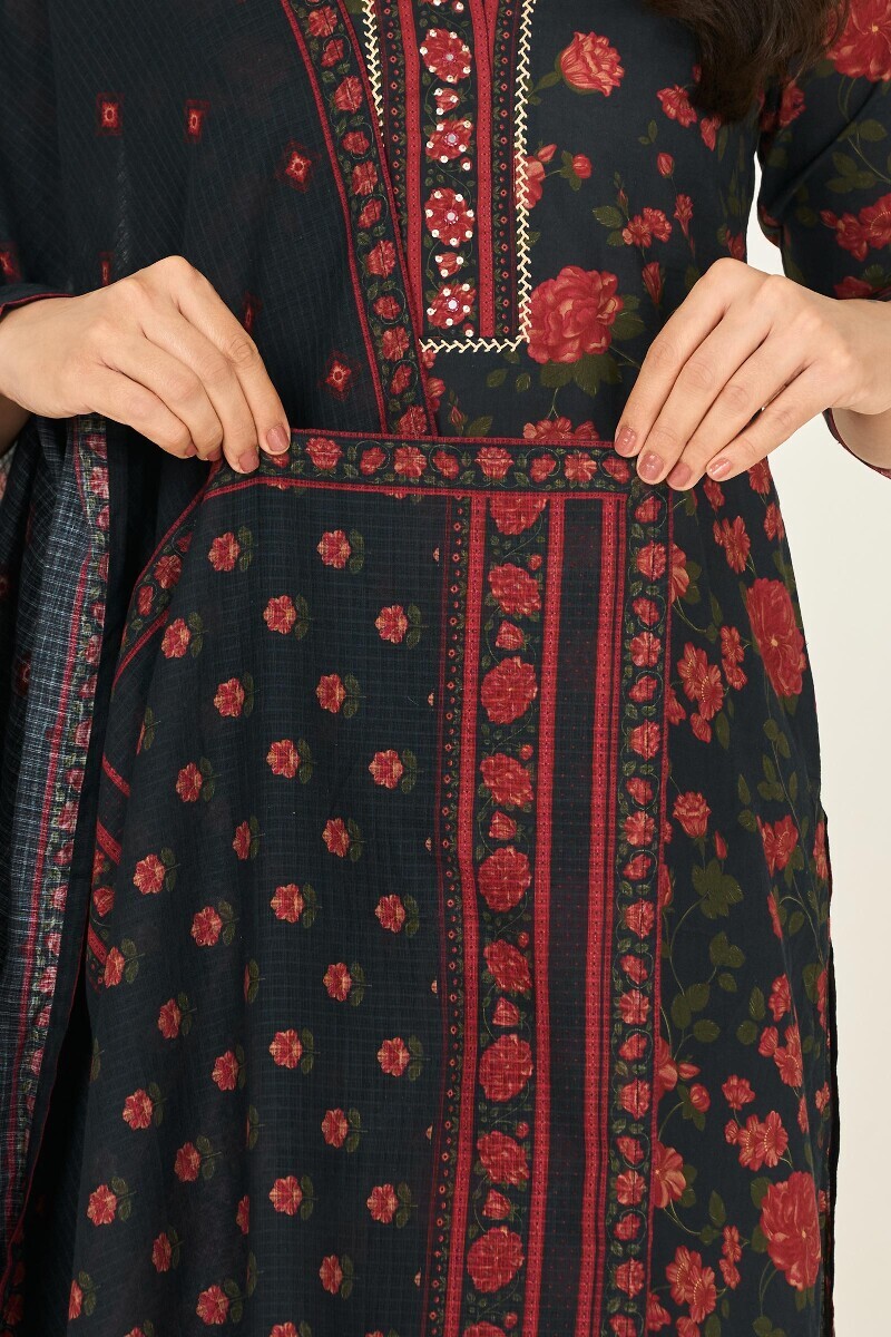 Black Printed Kota Dupatta