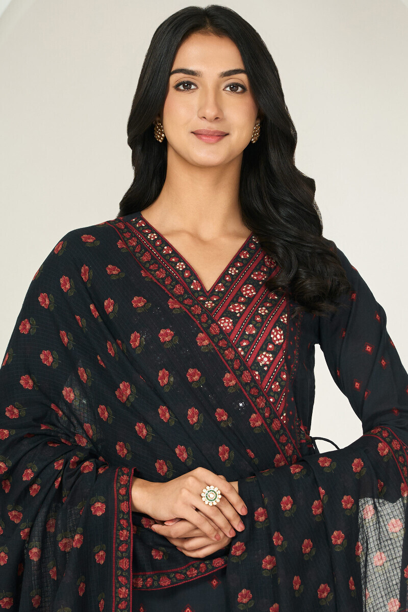 Black Printed Kota Dupatta