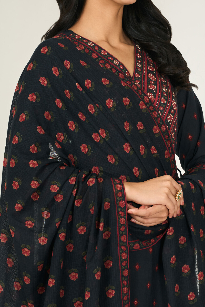 Black Printed Kota Dupatta