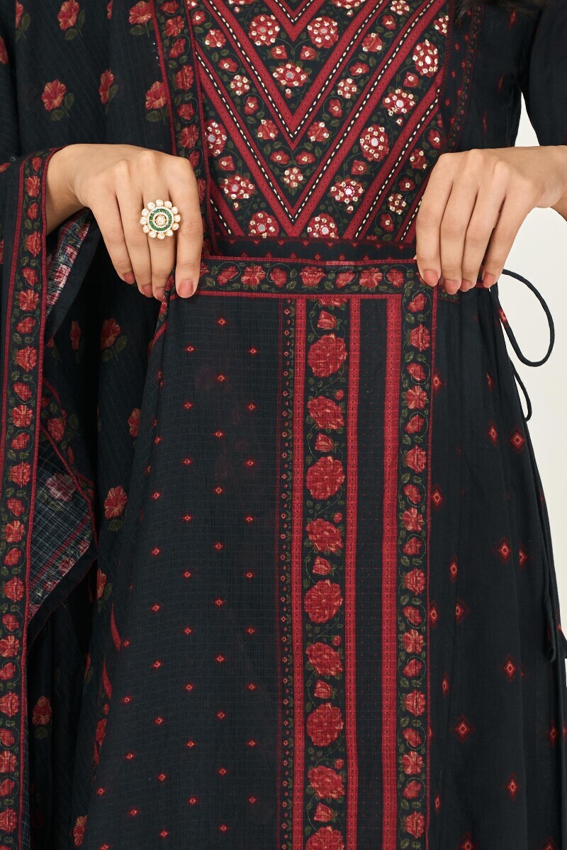 Black Printed Kota Dupatta