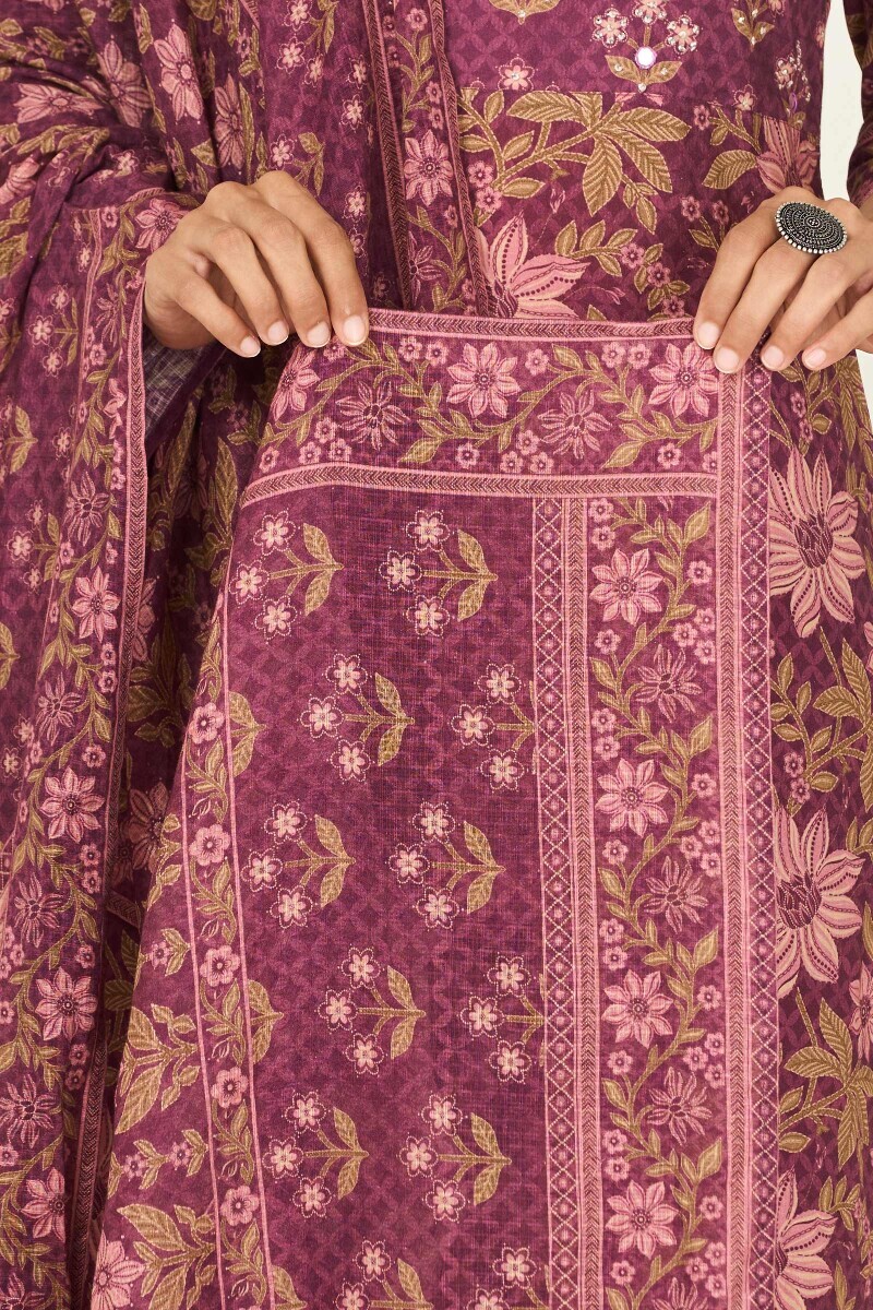 Purple Printed Kota Dupatta
