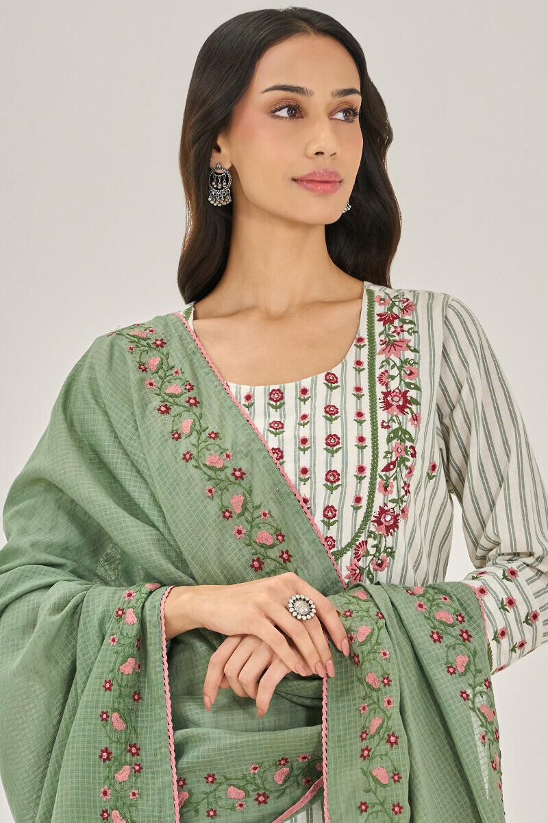 Green Handcrafted Kota Dupatta