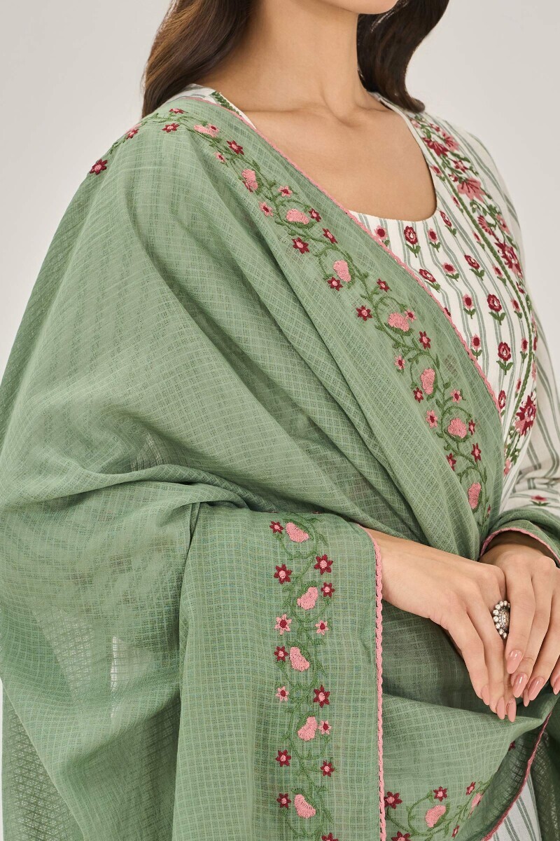 Green Handcrafted Kota Dupatta