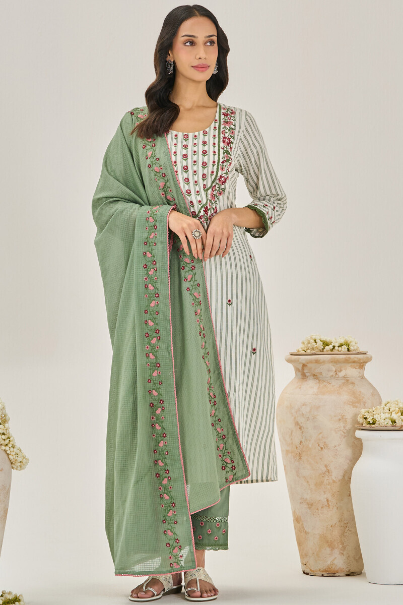 Green Handcrafted Kota Dupatta