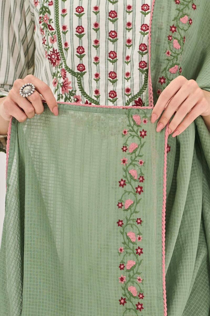 Green Handcrafted Kota Dupatta
