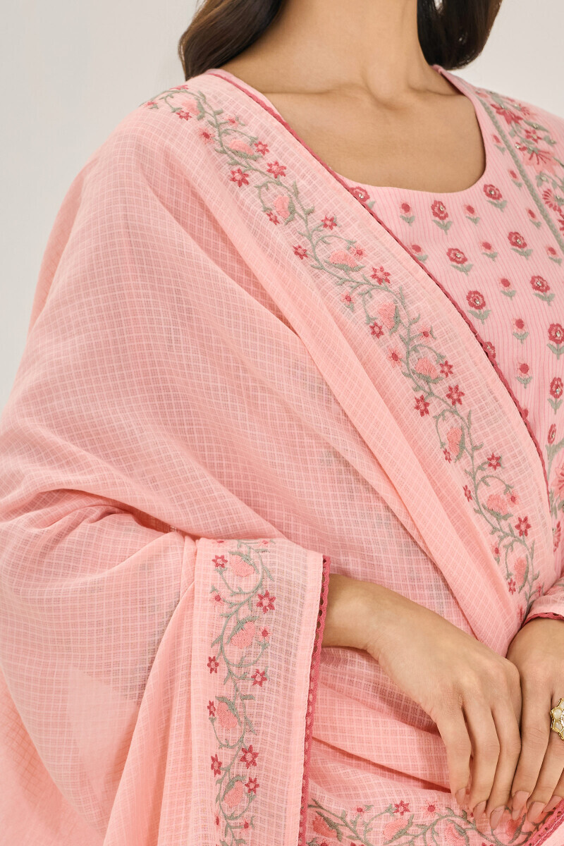Pink Handcrafted Kota Dupatta