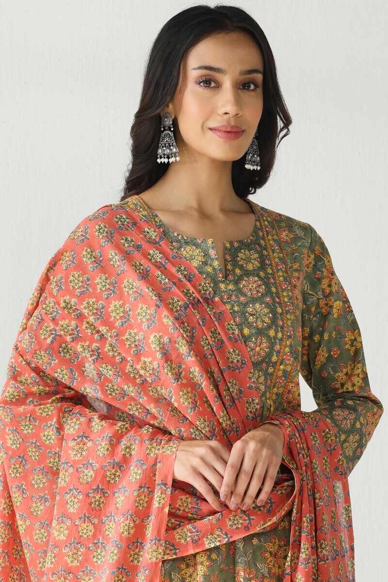 Pink Hand Block Printed Cotton Mul Dupatta