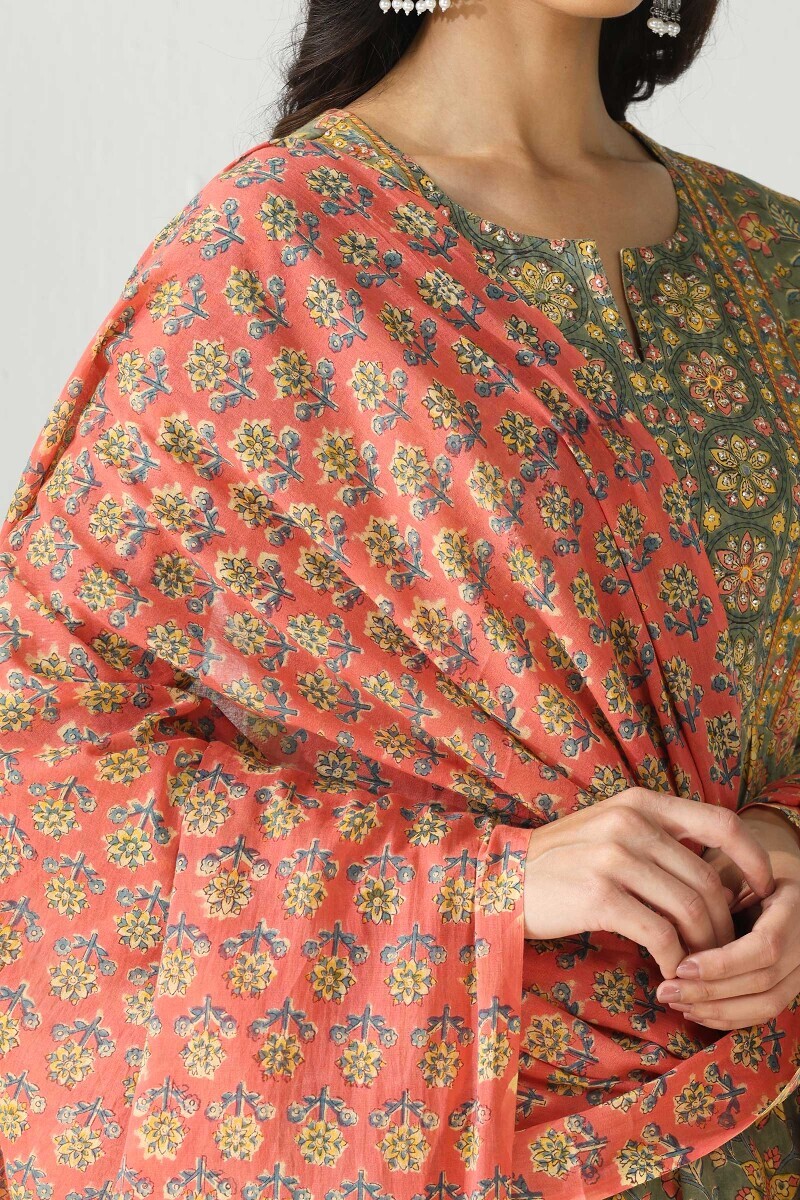 Pink Hand Block Printed Cotton Mul Dupatta
