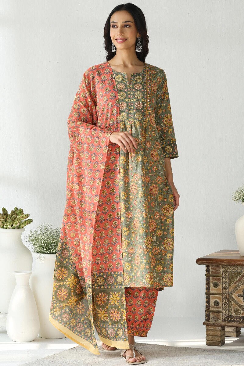 Pink Hand Block Printed Cotton Mul Dupatta