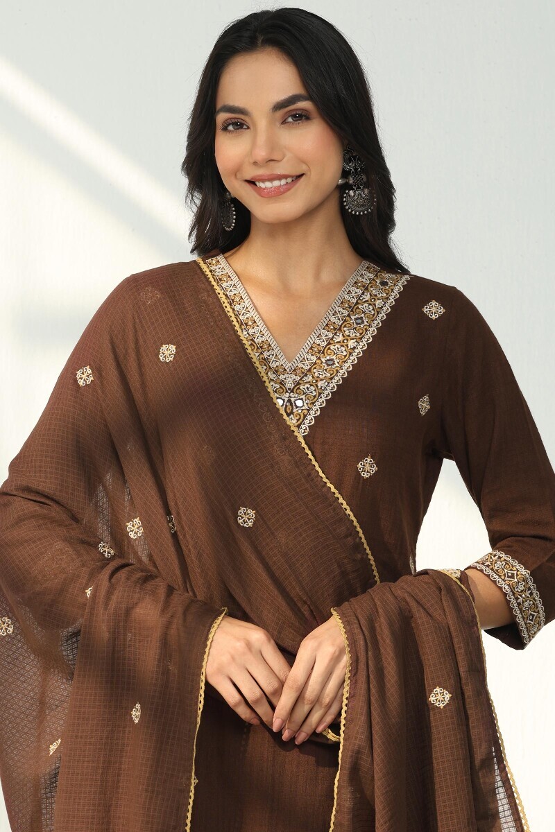 Brown Handcrafted Kota Dupatta