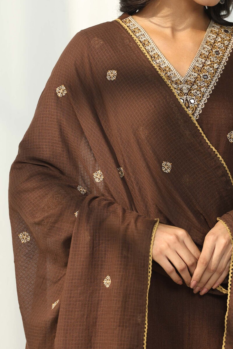 Brown Handcrafted Kota Dupatta