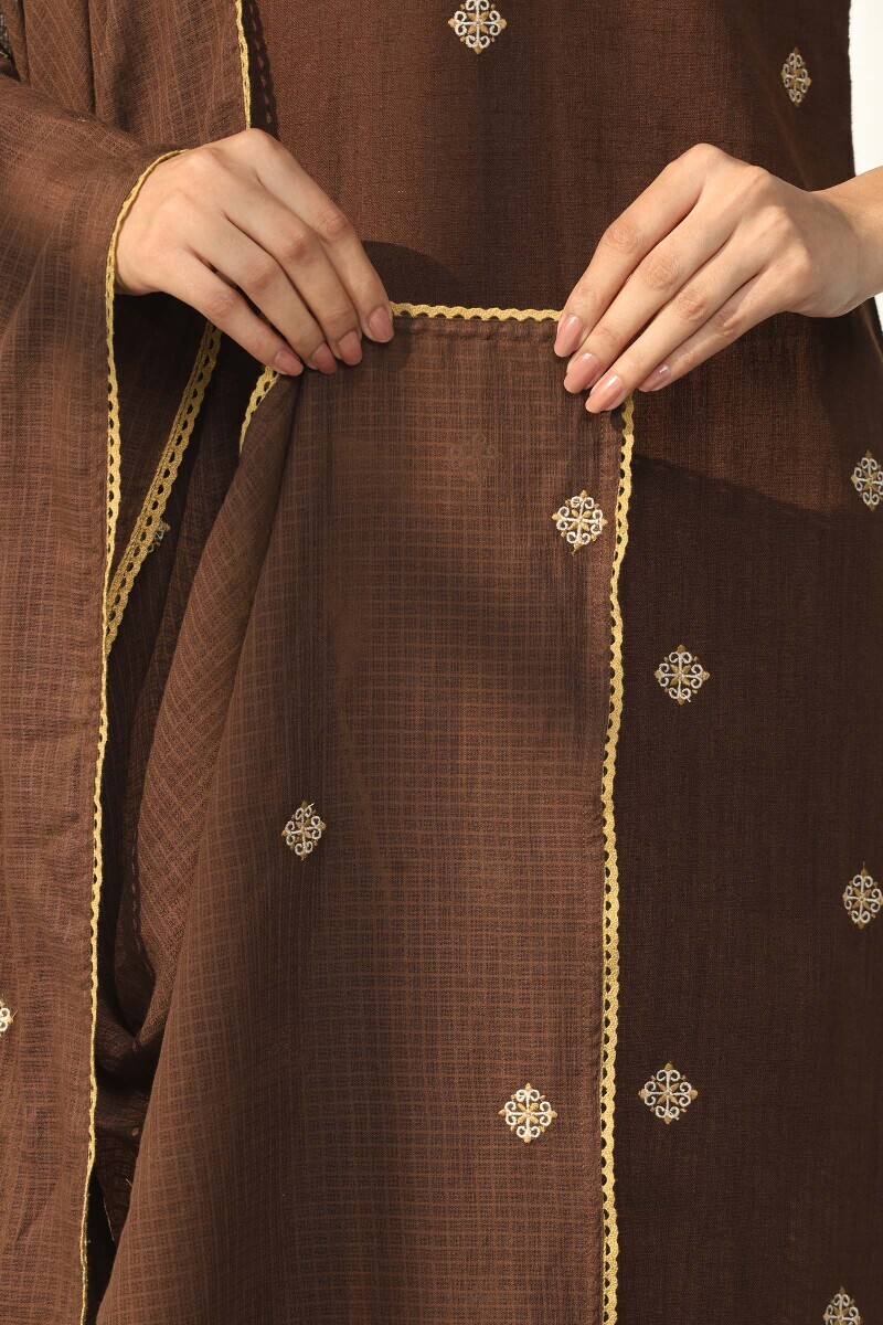 Brown Handcrafted Kota Dupatta