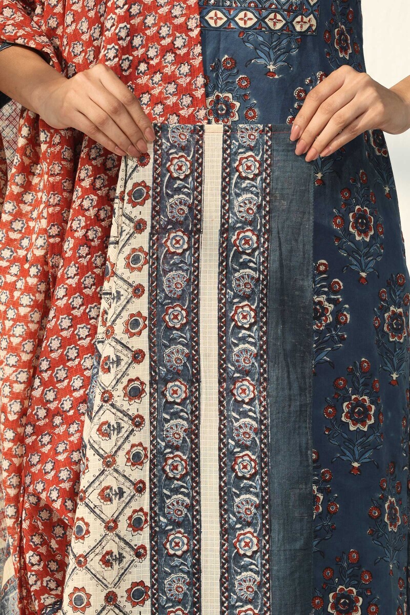 Red Hand Block Printed Kota Dupatta