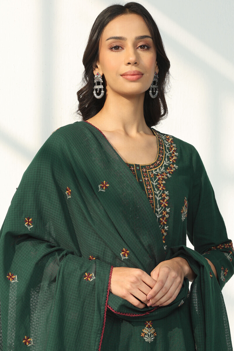 Green Handcrafted Kota Dupatta