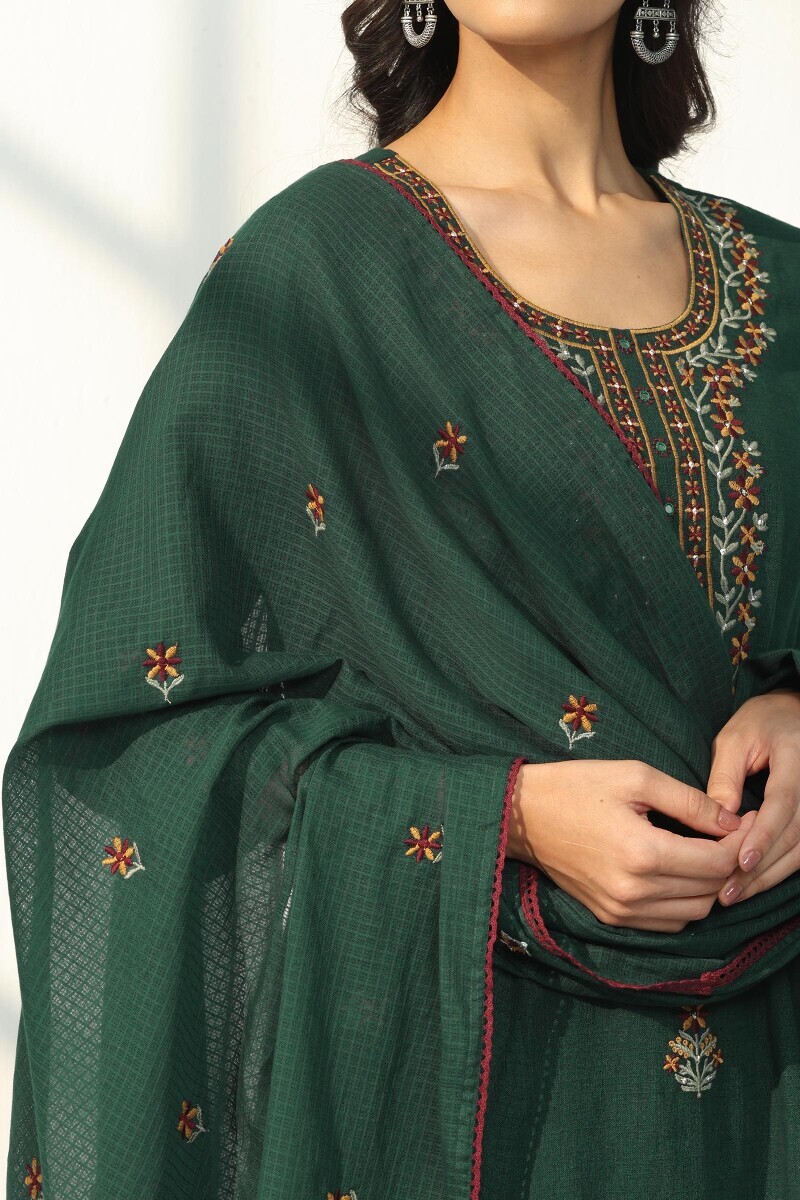 Green Handcrafted Kota Dupatta