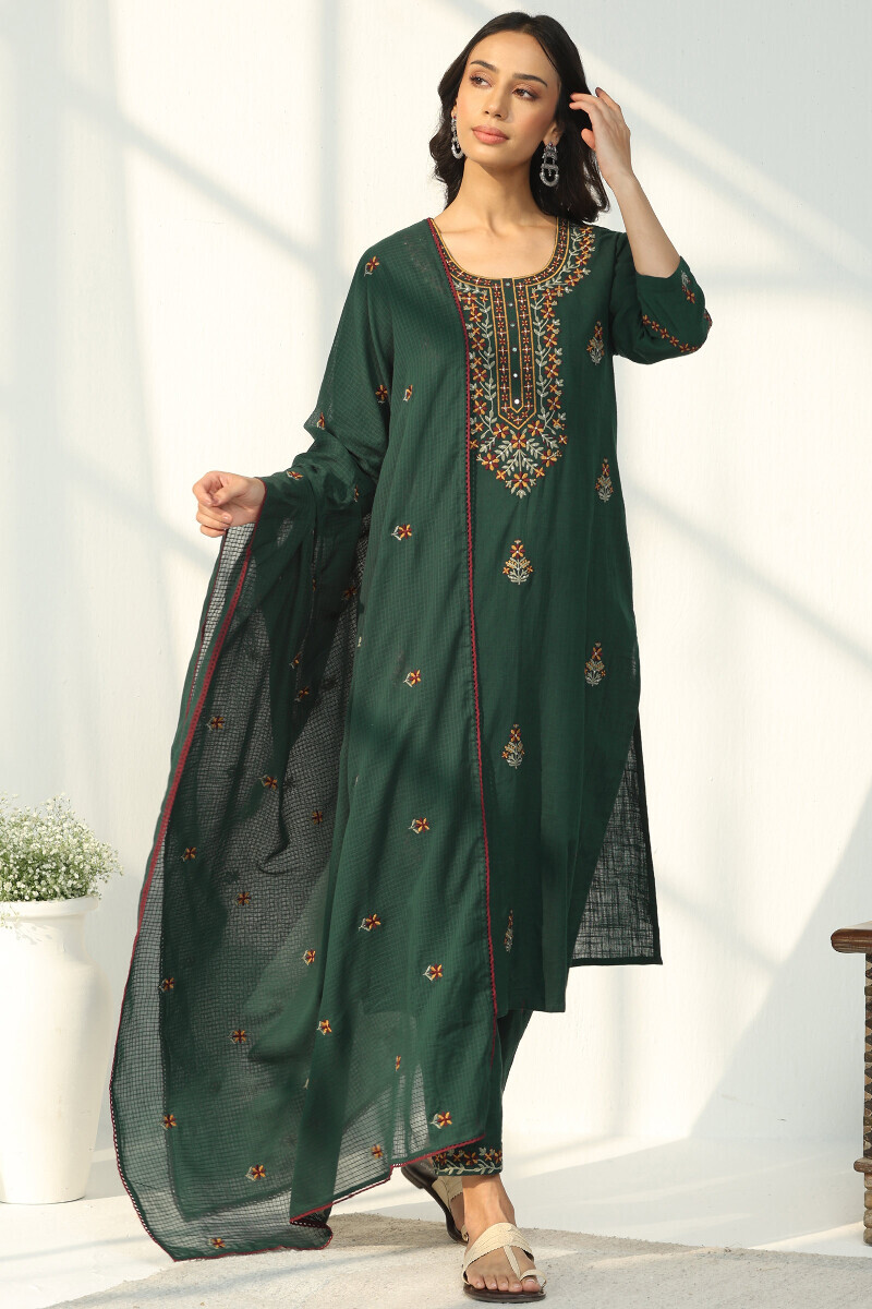 Green Handcrafted Kota Dupatta