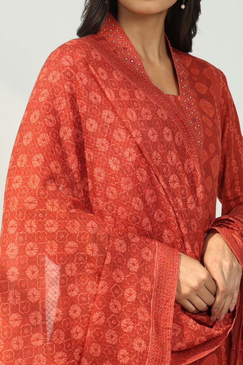 Red Printed Kota Dupatta