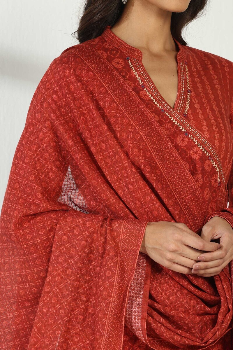 Red Printed Kota Dupatta