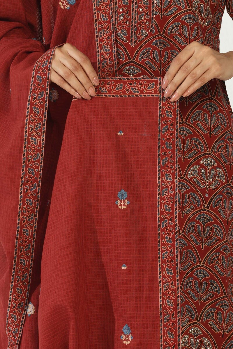 Red Handcrafted Kota Dupatta