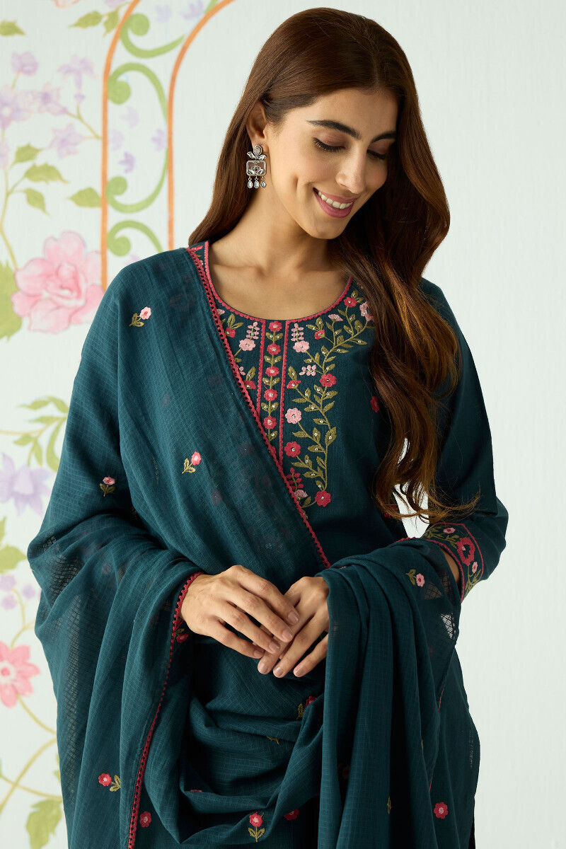 Blue Handcrafted Kota Dupatta