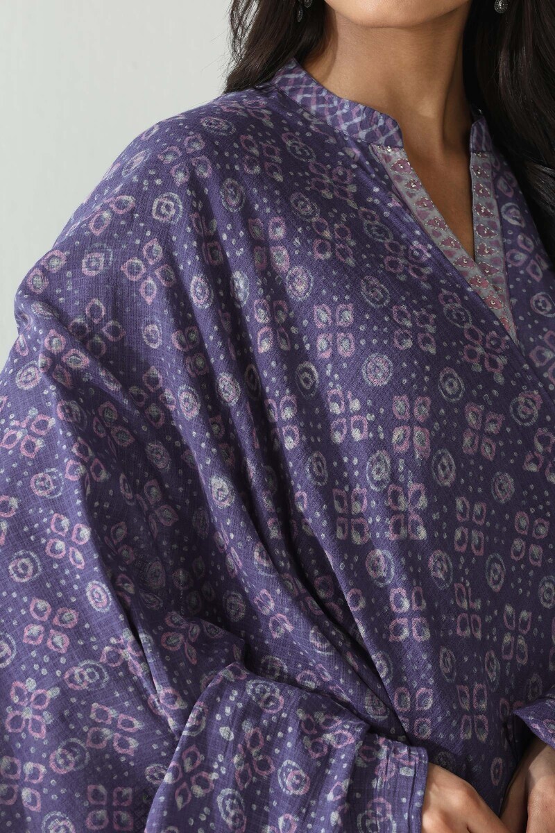 Purple Hand Block Printed Kota Dupatta