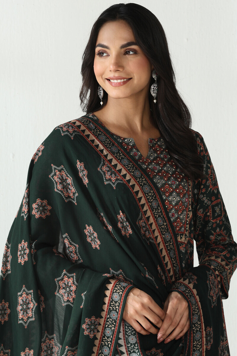 Green Printed Viscose Dupatta