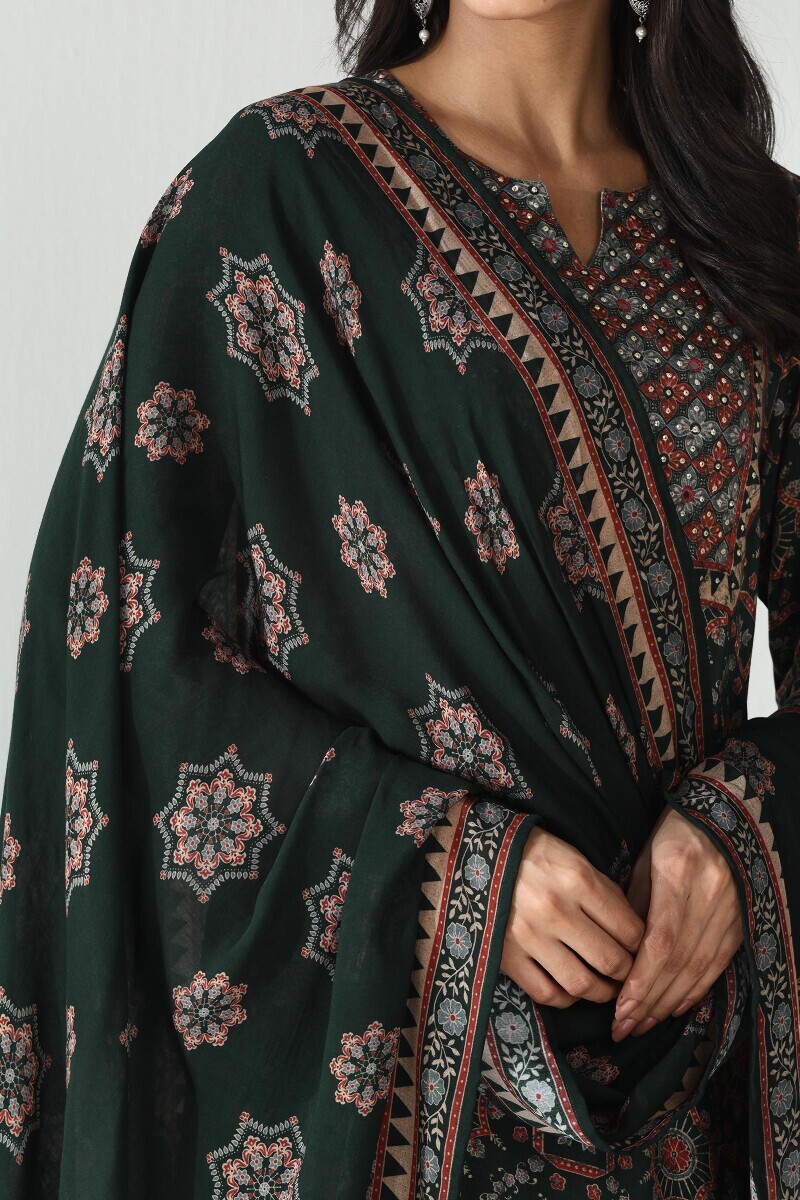 Green Printed Viscose Dupatta