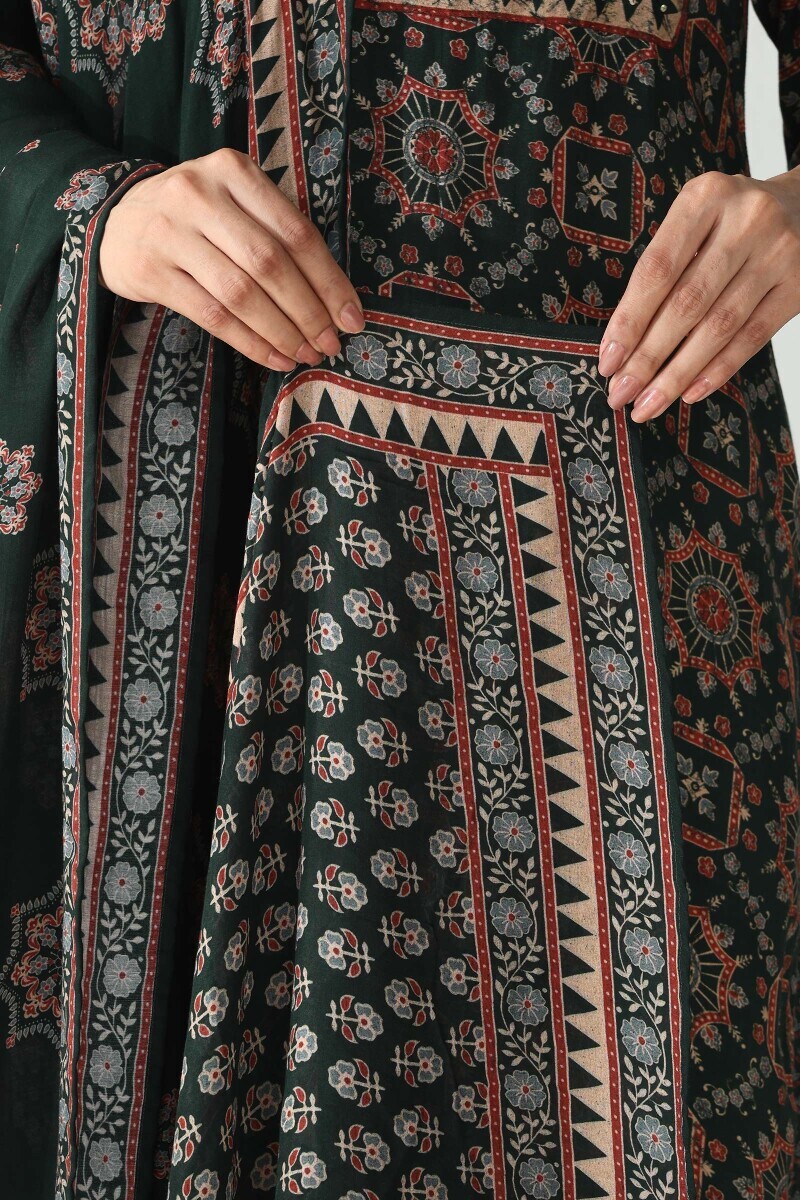 Green Printed Viscose Dupatta