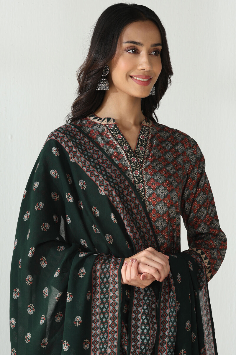 Green Printed Viscose Dupatta