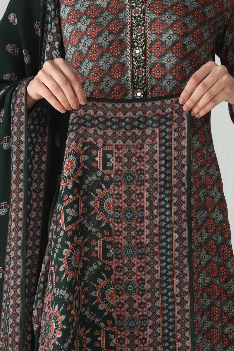 Green Printed Viscose Dupatta