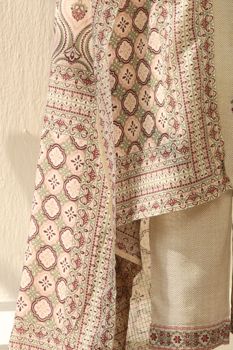 Beige Printed Kota Dupatta