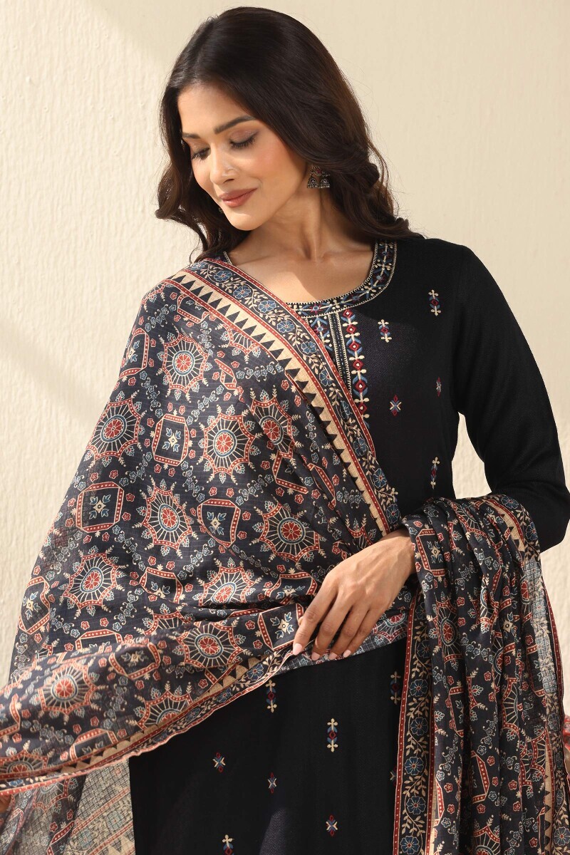 Black Printed Kota Dupatta