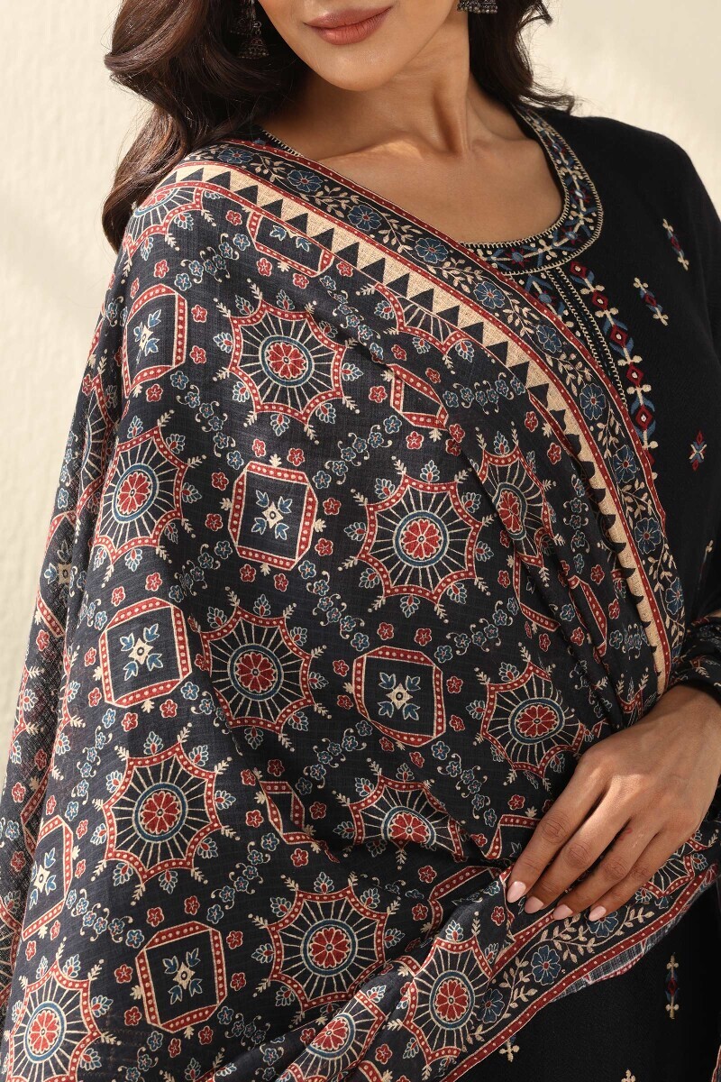 Black Printed Kota Dupatta