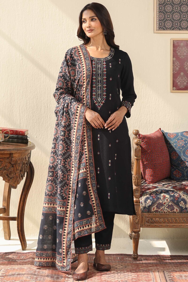 Black Printed Kota Dupatta