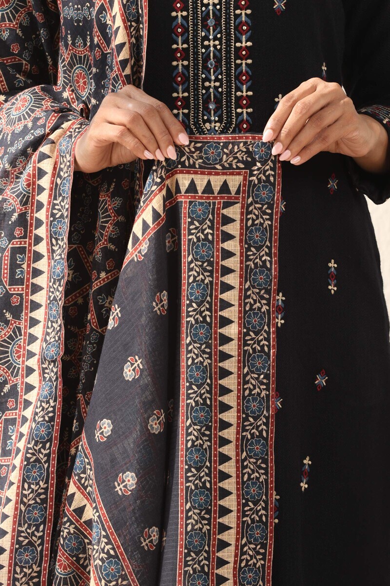 Black Printed Kota Dupatta