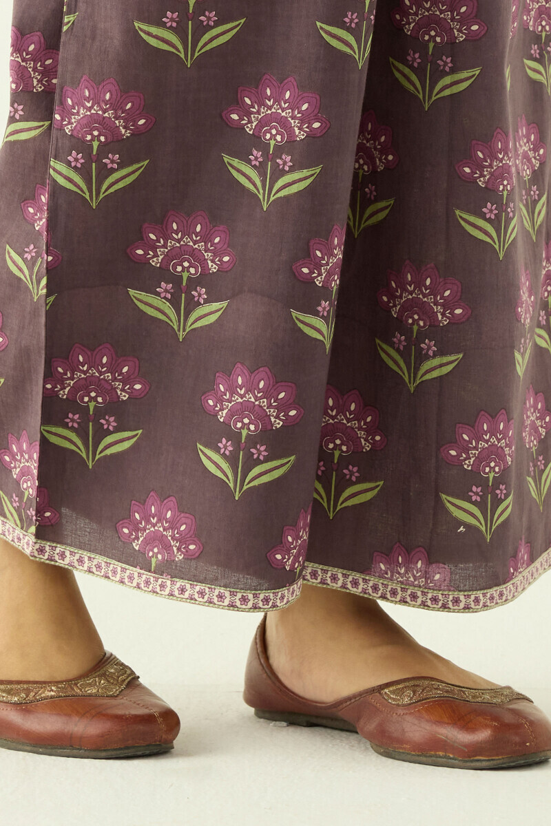 Purple Hand Printed Cotton Farsi