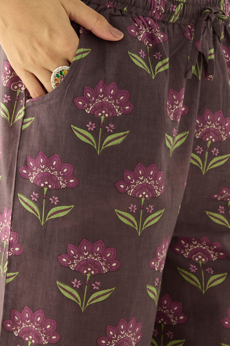 Purple Hand Printed Cotton Farsi