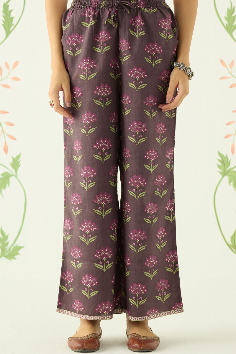 Purple Hand Printed Cotton Farsi