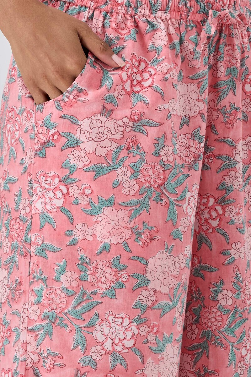 Pink Hand Block-Printed Cotton Farsi