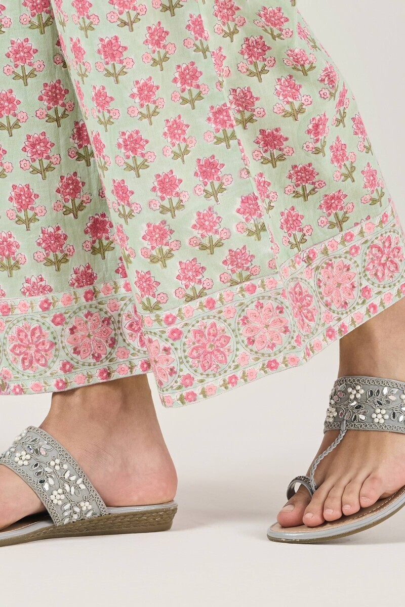 Green Hand Block Printed Cotton Farsi